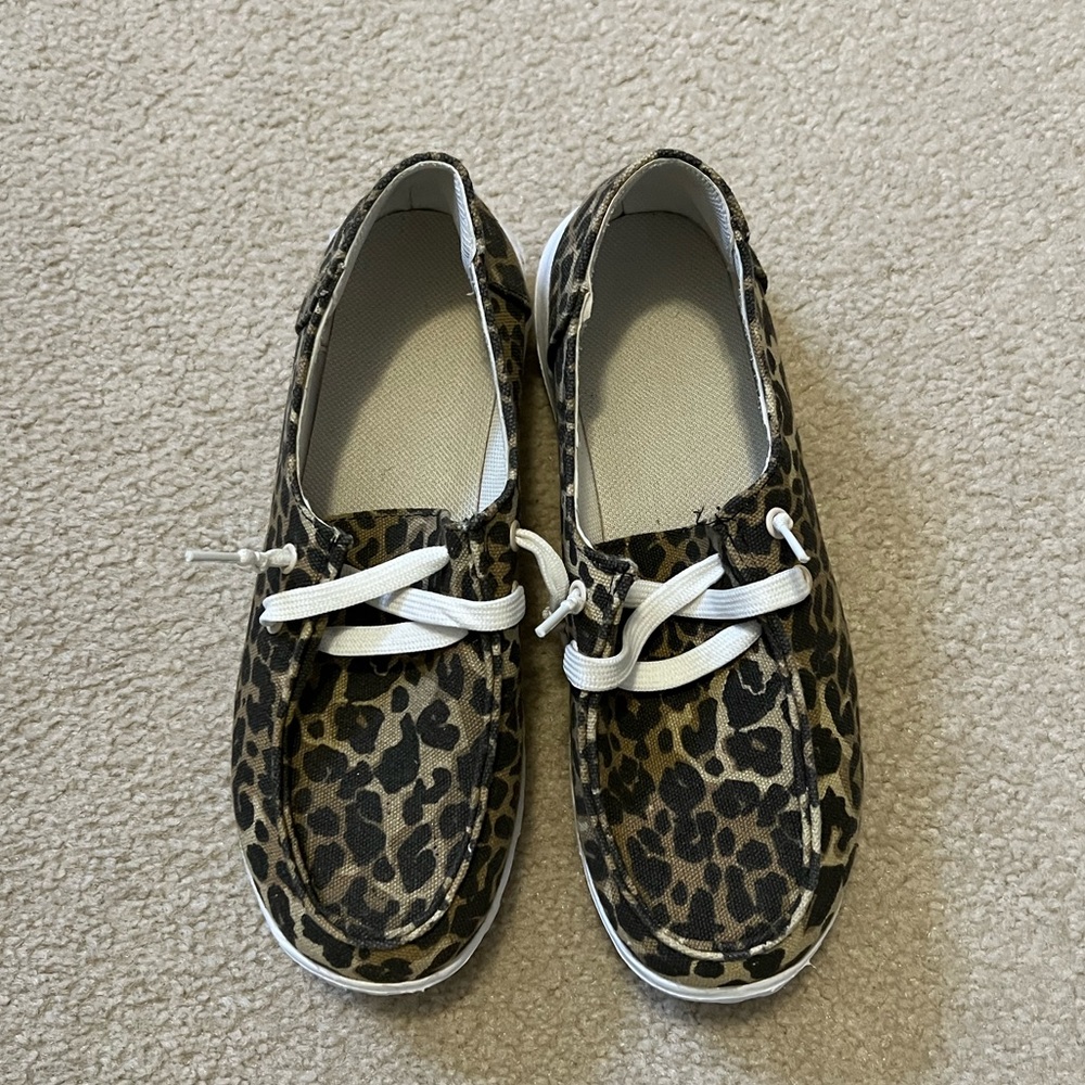 Boutique slide on leopard shoes, size 7.5
